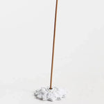 Astier de Villatte Emilie Ceramic Incense Holder – Handmade floral-shaped ceramic incense holder with milky white glaze, made in France