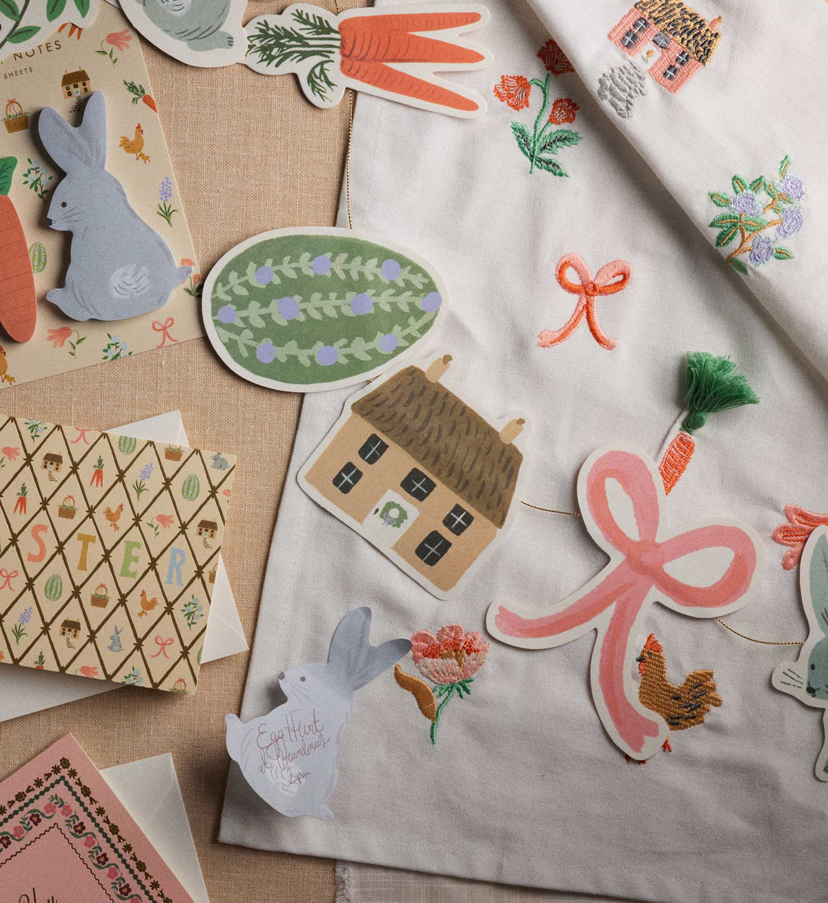 Spring Farm EmbroideredTea Towel