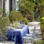 Tablecloth Shades Of Blue Striped Linen