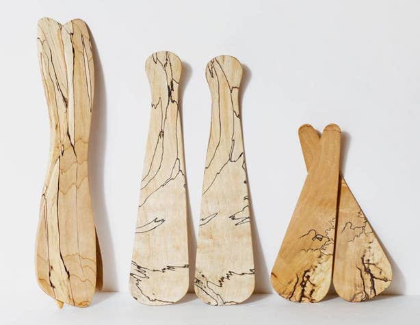 RUSTIC SPALTED MAPLE SALAD TOSSERS (13.5" PAIR)