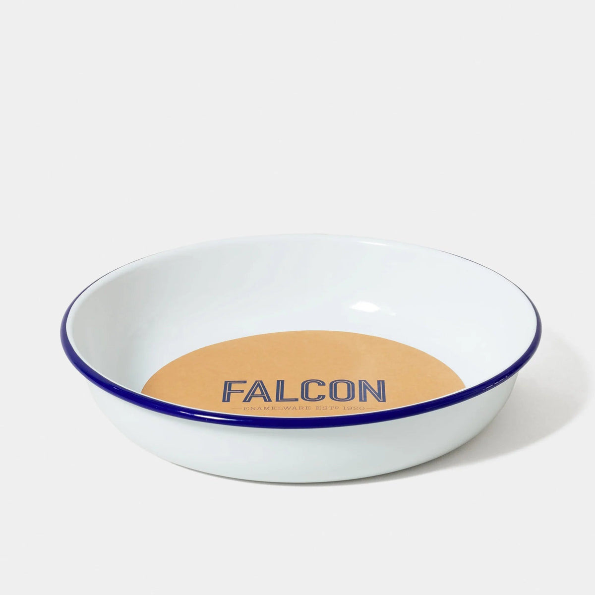 Enamel Serving Dish - White w/blue rim