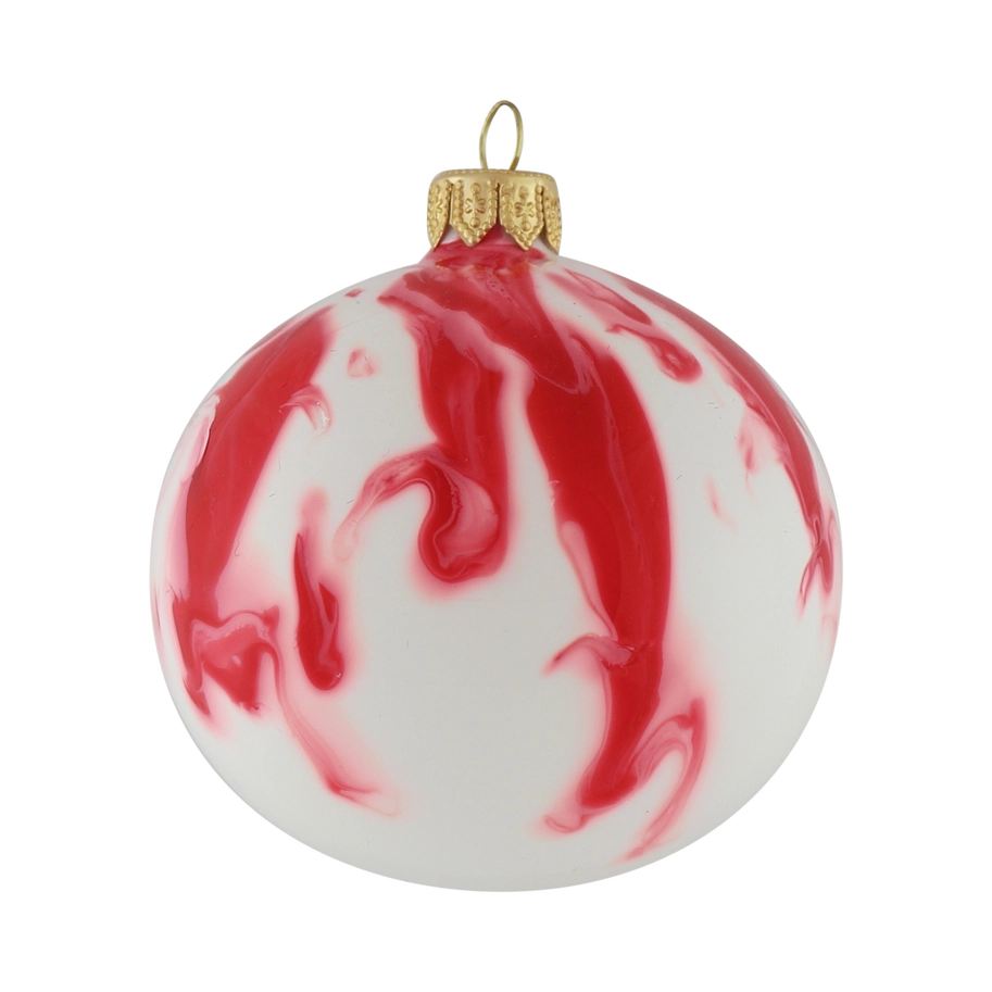 Marble Glass Christmas Ornament: Red