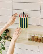 Tall Stripe Metal Canister