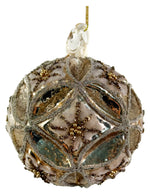 Orn Ball Beaded Gold Floral