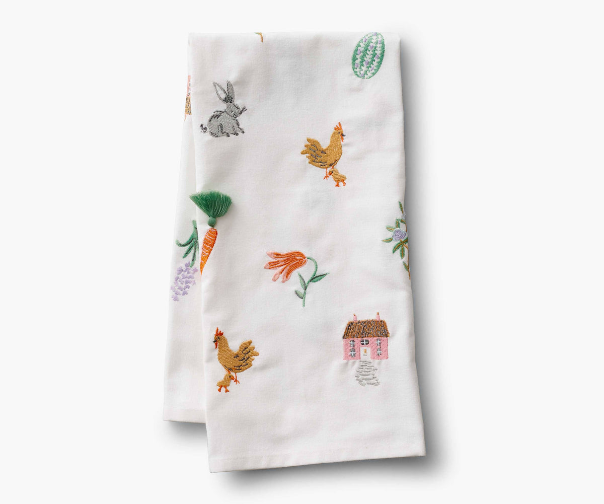 Spring Farm EmbroideredTea Towel