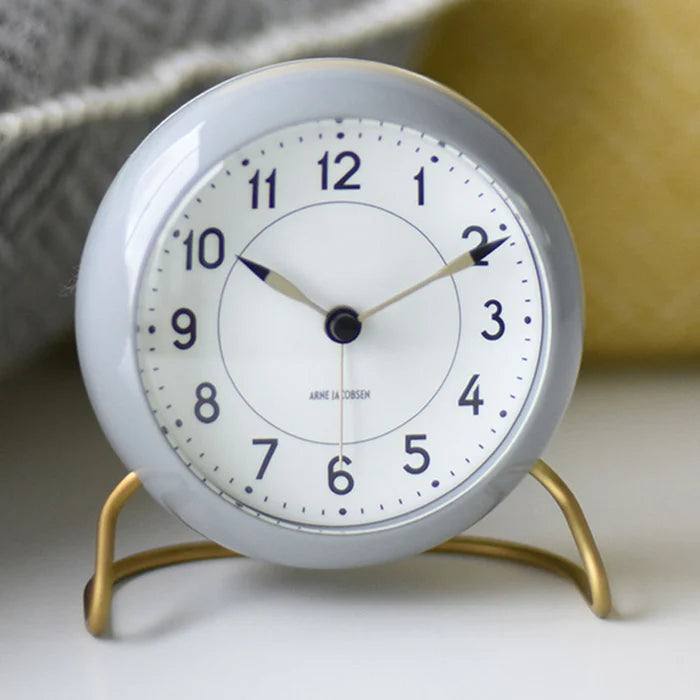 Arne Jacobsen - Station Alarm Clock - Grey - DESIGN SOLUTIONS Arne Jacobsen - Station Alarm Clock - Grey - DESIGN SOLUTIONS