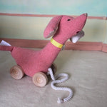 Handcrafted Pink Dog Pull-Toy 