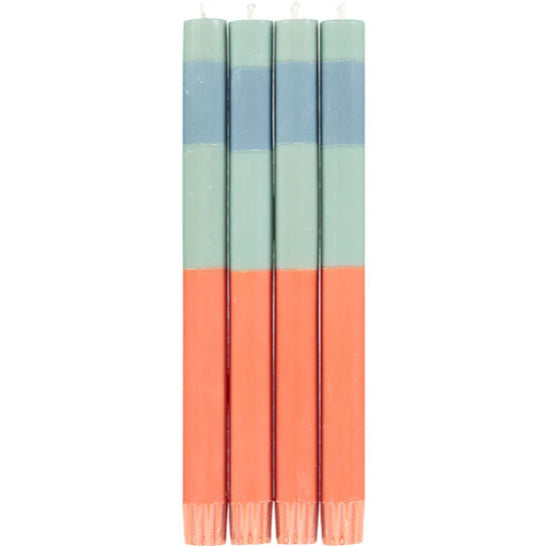 Candle mixed pack of 4 - 10" Opaline pompadour & rust