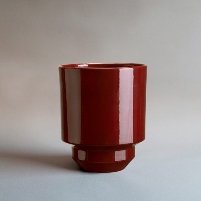 burgundy ceramic flower pots Pot & Saucer Hoff Glazed - Burgundy