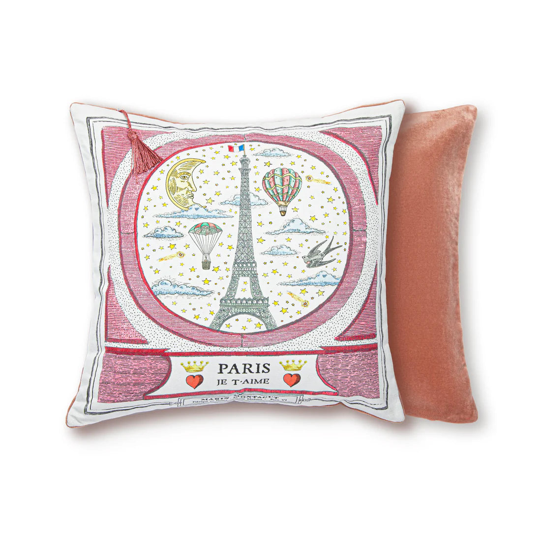 The French Cushion: Paris I love you&nbsp;by Marin Montagut brings a whimsical touch to your home with its charming design. Featuring an illustration by Marin Montagut, this cushion adds a playful element to any space.