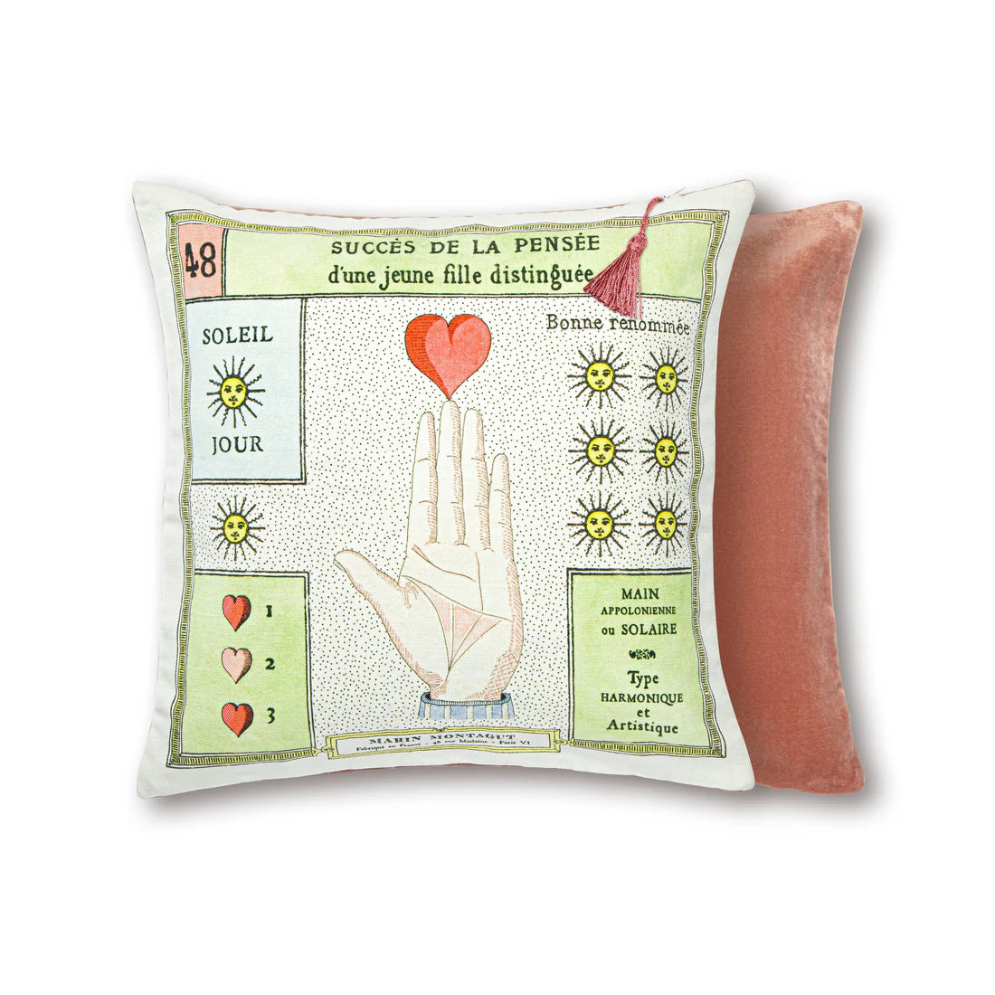 The French Cushion: Heart on Hand&nbsp;by Marin Montagut brings a whimsical touch to your home with its charming design. Featuring an illustration by Marin Montagut, this cushion adds a playful element to any space.