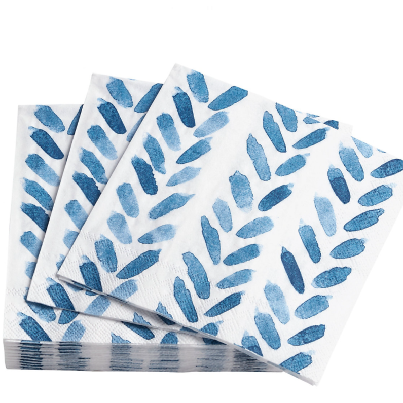 Brush Stroke Blue Cocktail Napkin