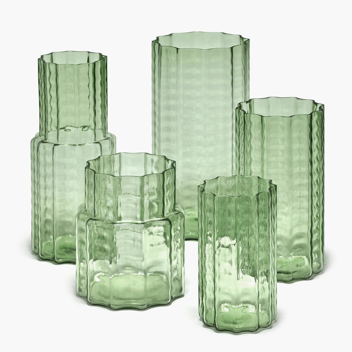 Vase 03 Green Transparant Waves