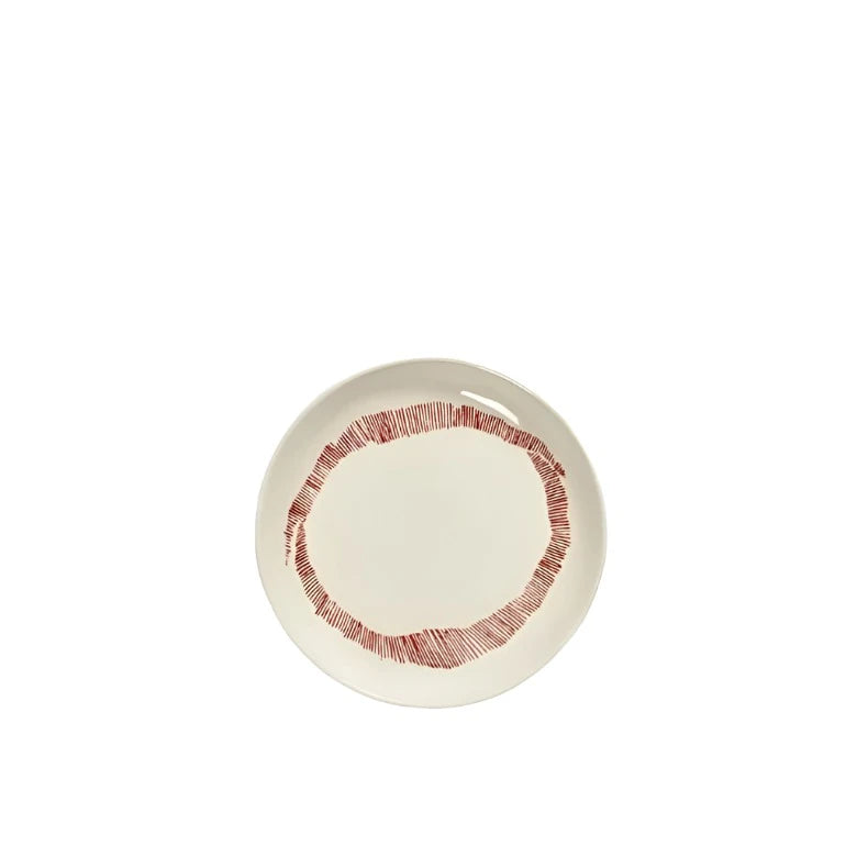 Dessert Plate: White/Red