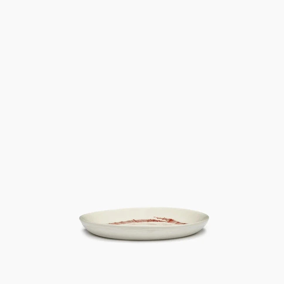 Dessert Plate: White/Red