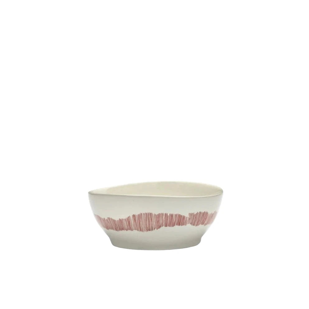 Bowl L: Red/White Swirl