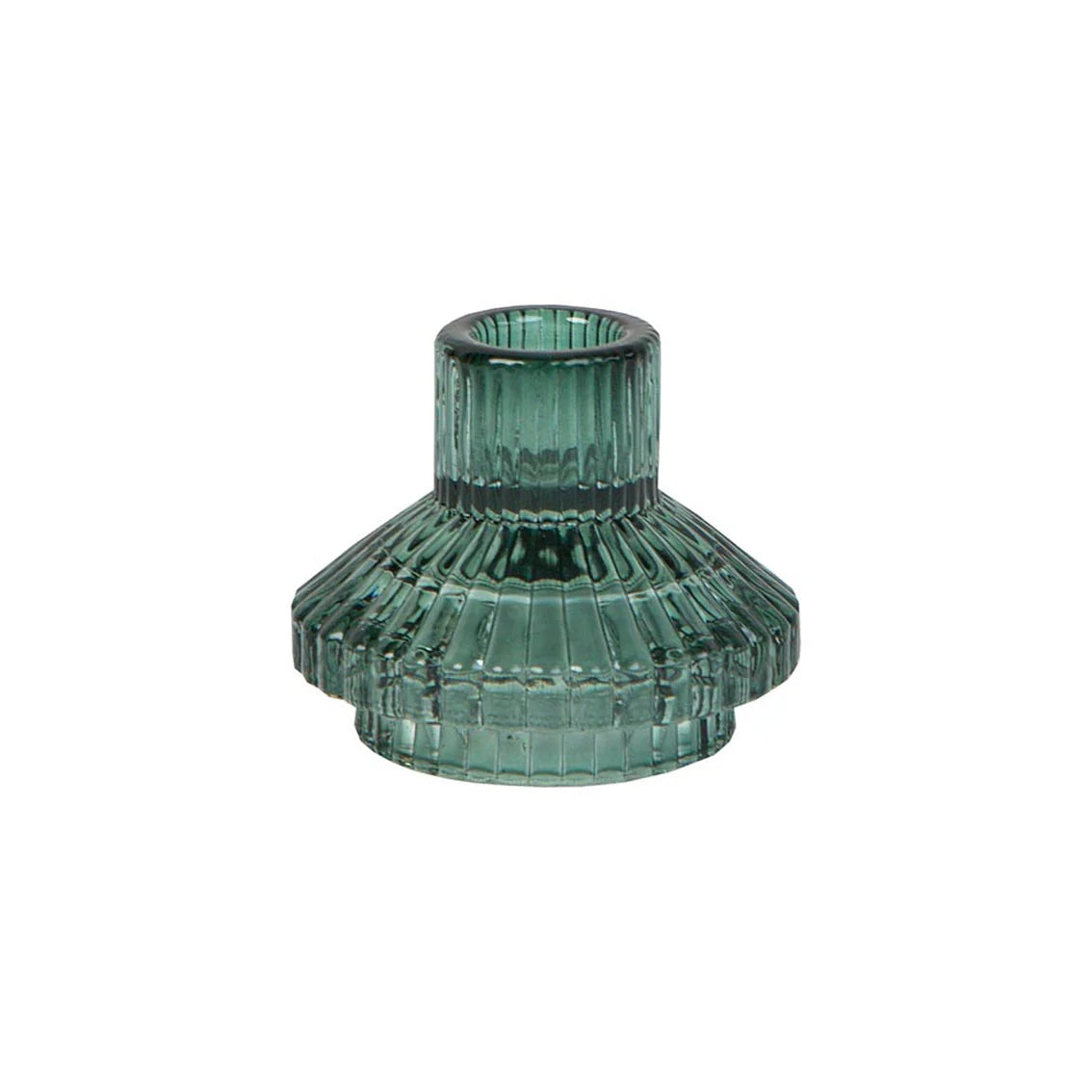 sage green small glass candlestick holder 