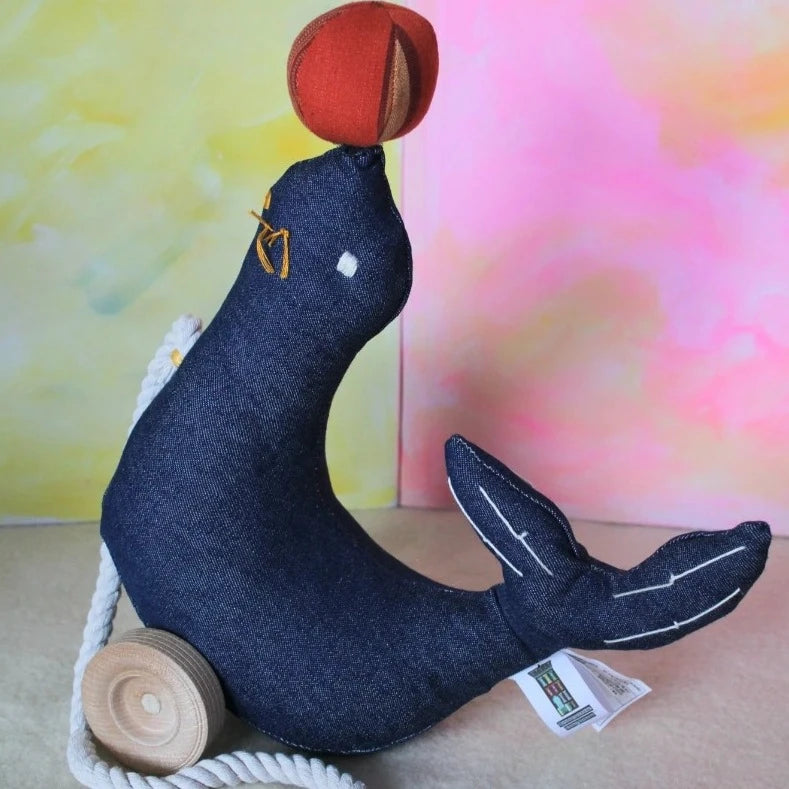 Handcrafted Heirloom Pull-Toy Blue Seal