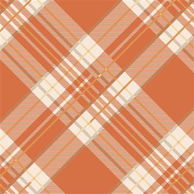 Napkin Cocktail Orange Plaid