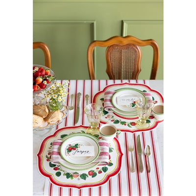 Runner Table Red Linen Stripe