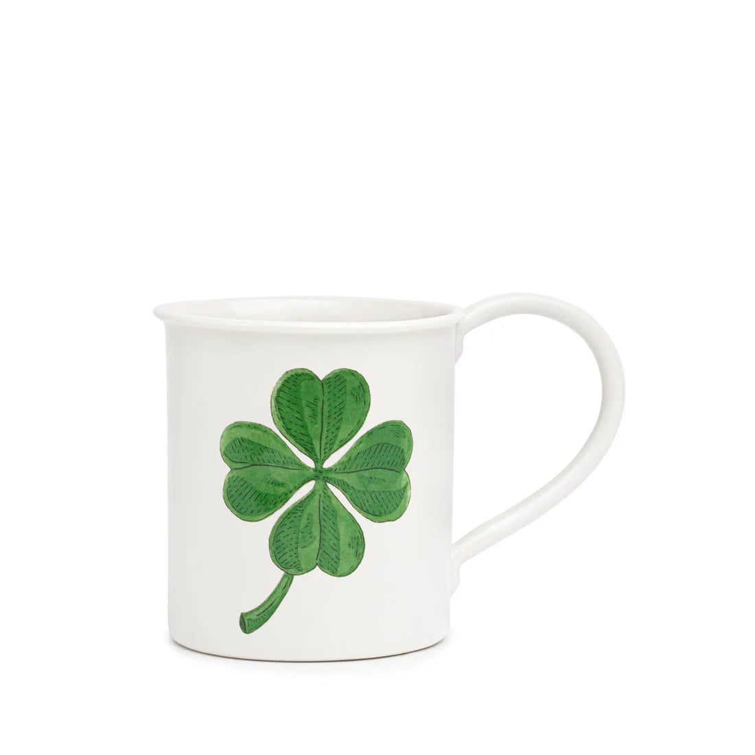 "Front view of the Lucky Mug by Marin Montagut, featuring charming lucky-themed illustrations in vibrant Green colors."