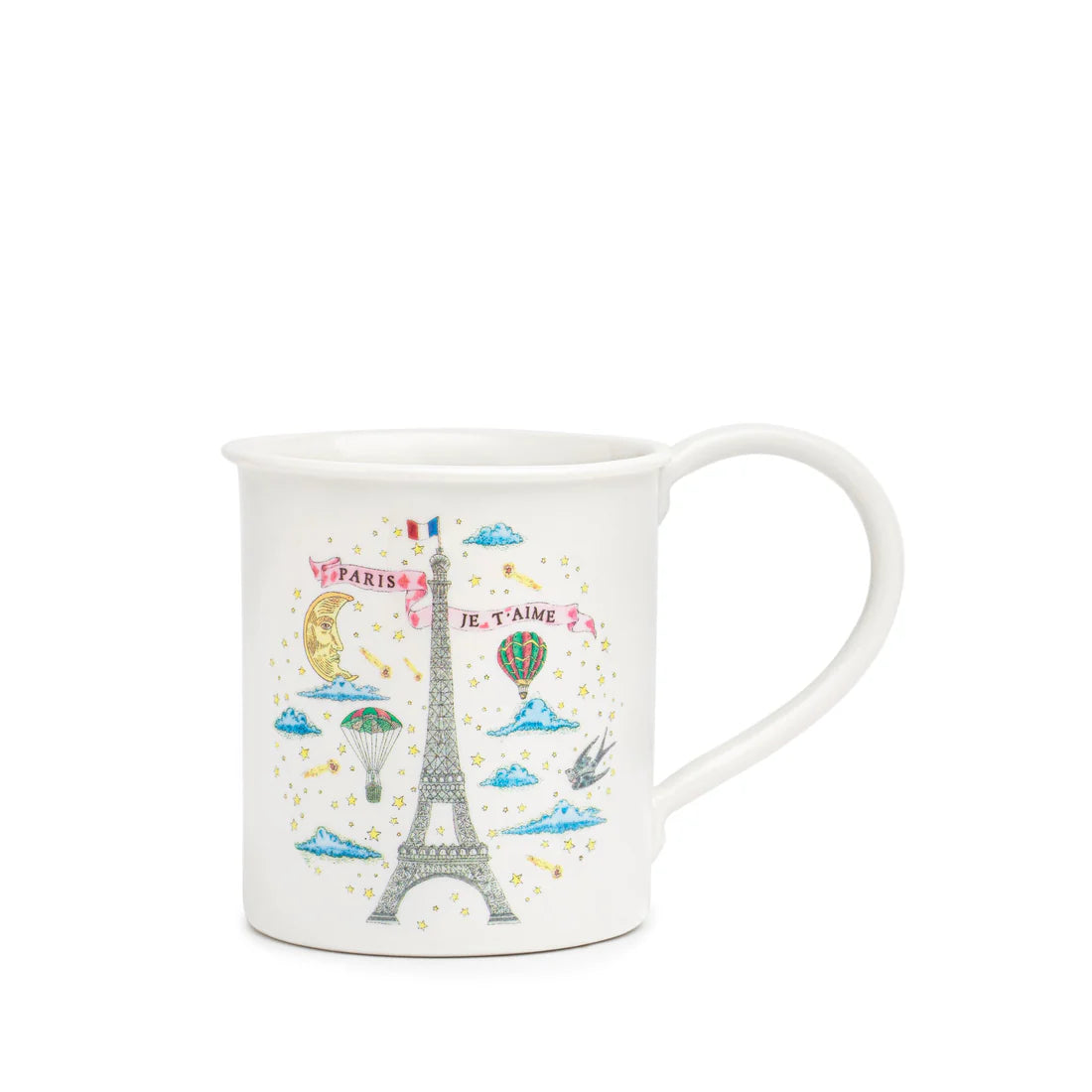 "Front view of the Paris, I Love You Mug by Marin Montagut, featuring the iconic 'Paris, I Love You' illustration in elegant typography."