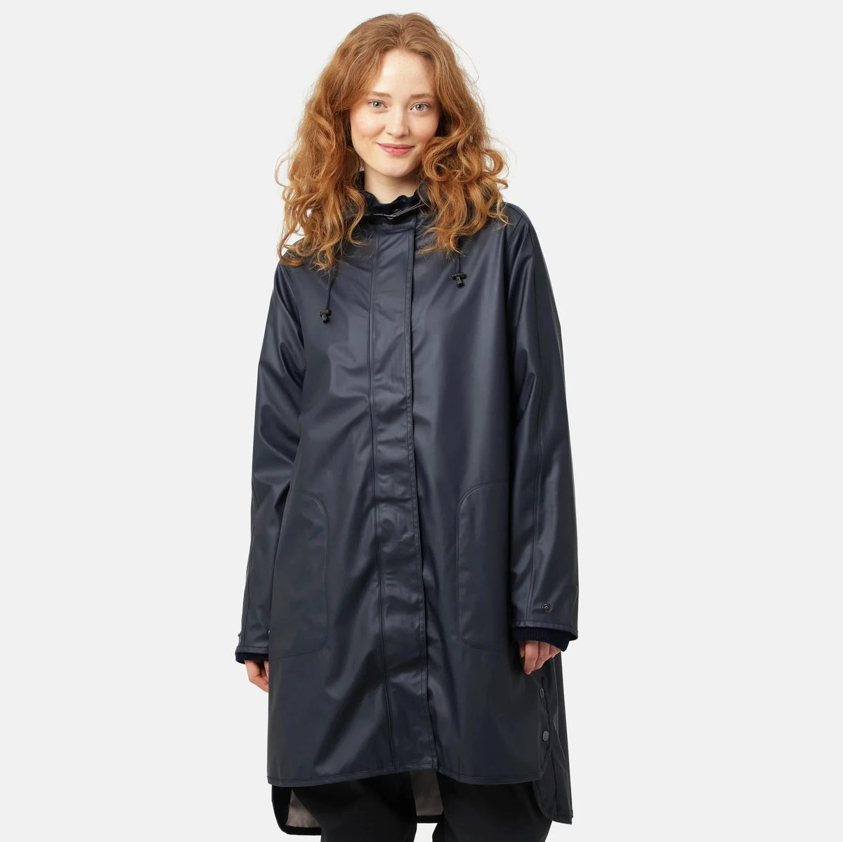 Ilse Jacobsen Light True Rain Raincoat Rain71 in A-line shape with detachable hood, adjustable cuffs, and side seam pockets, waterproof PU fabric, available in size 38/Small/8/10 & 40/Medium/10/12