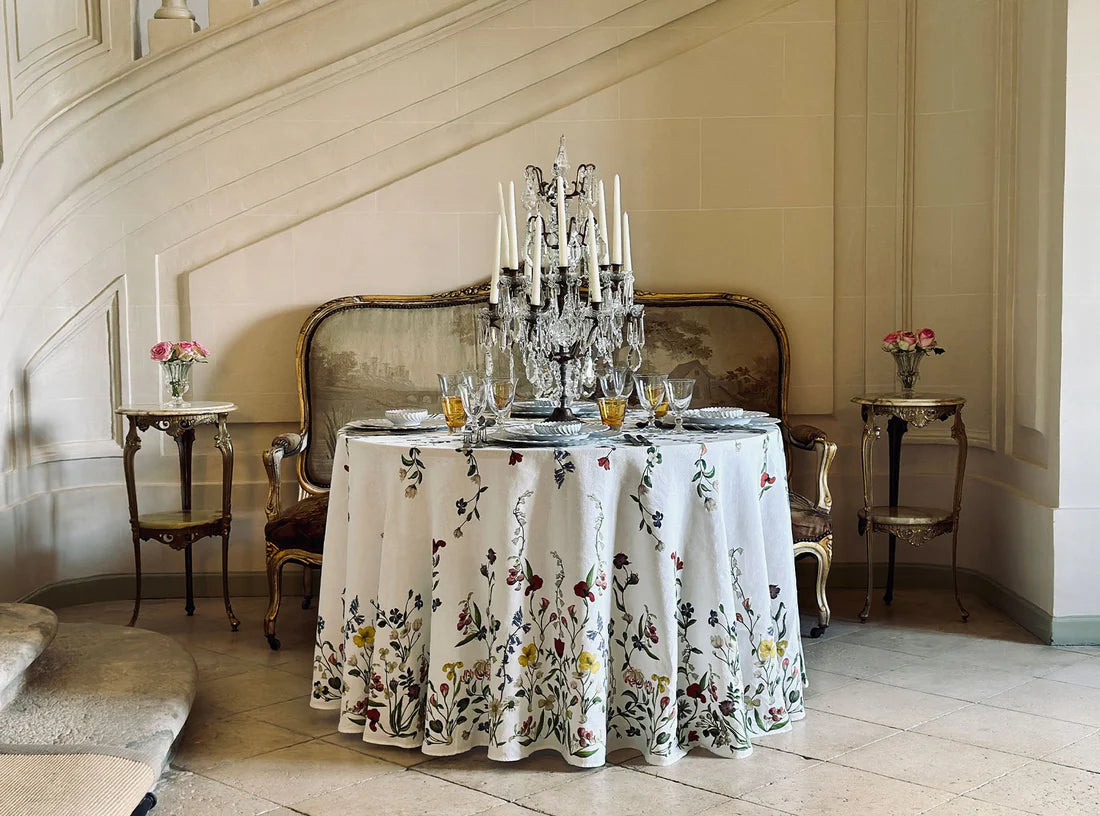 Tablecloth Linen Round 102" - S&B x John Derian 'Botanical Wildflower'