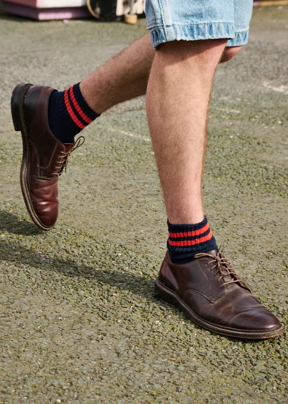 Socks Bright Blue/Ecru Ankle