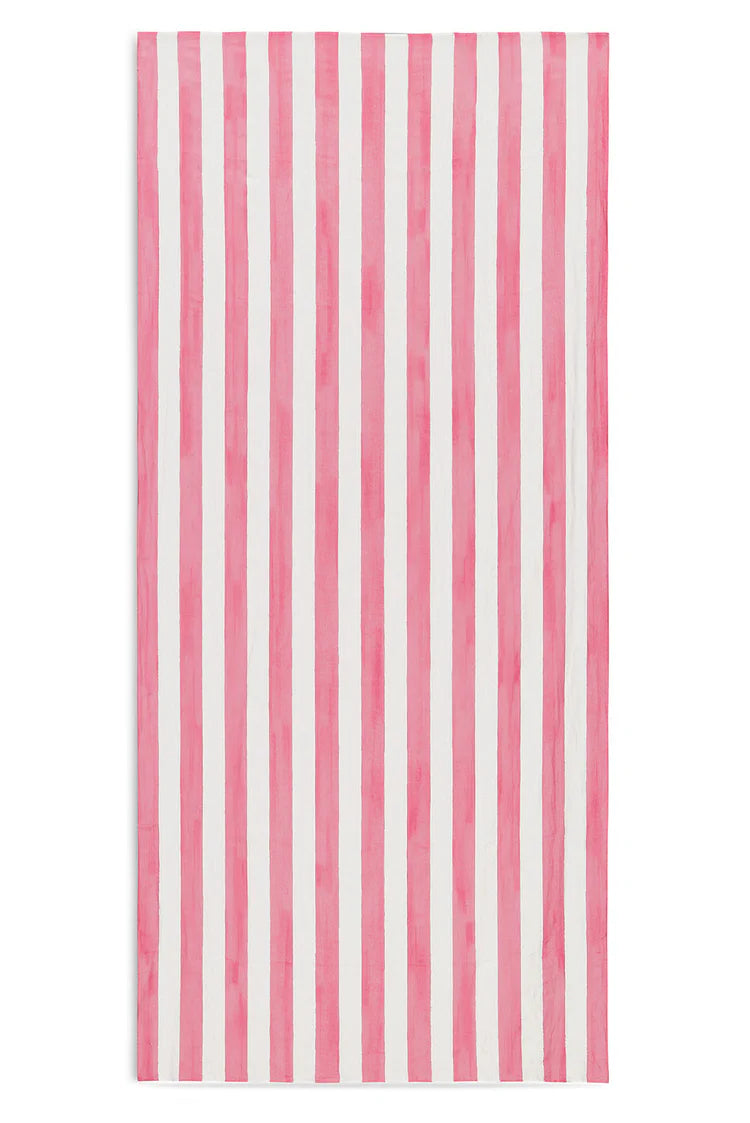 Stripe Linen Tablecloth in White & Pink