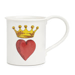 "Full view of the Crowned Heart Mug by Marin Montagut, showcasing its elegant crowned heart illustration and porcelain finish.