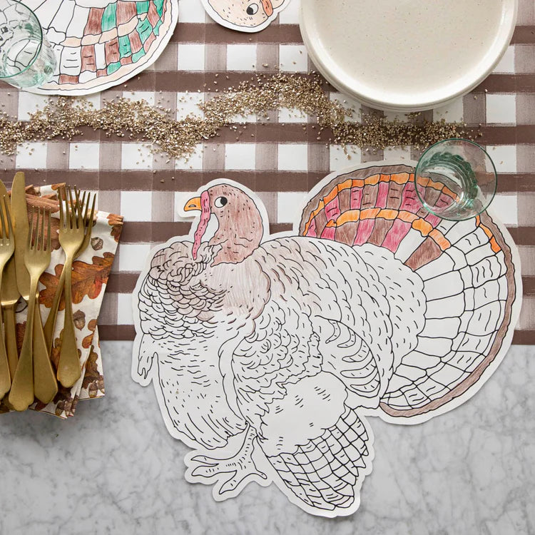 Placemat Paper Coloring Turkey Die Cut
