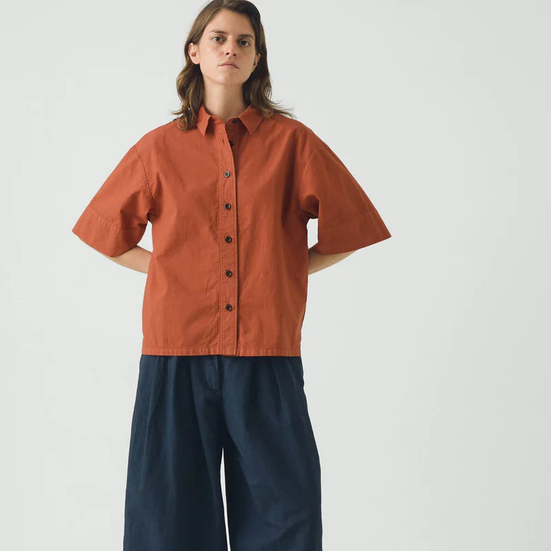 Shirt Linen Poplin Terracotta XS