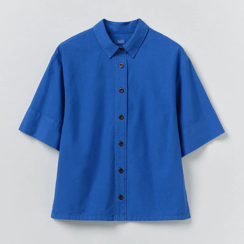 Shirt Cotton Linen Poplin Enamel Blue XS