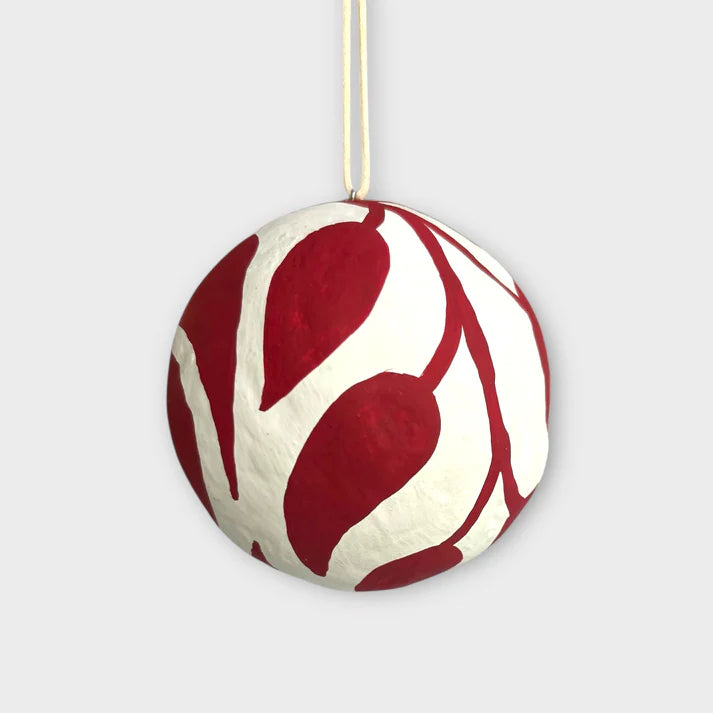 Orn Red and White Bauble
