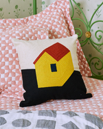 House Embroidered Pillow, 18x18"