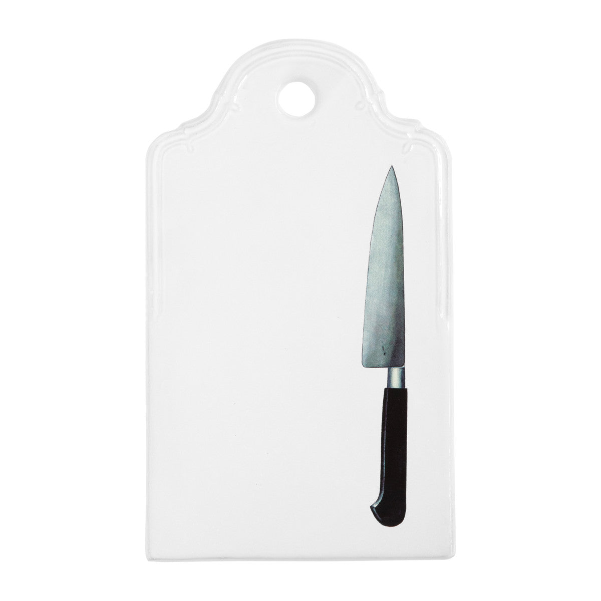 Black Knife Cutting Board – Handmade Parisian ceramic with black knife design, John Derian Collection, Astier de Villatte