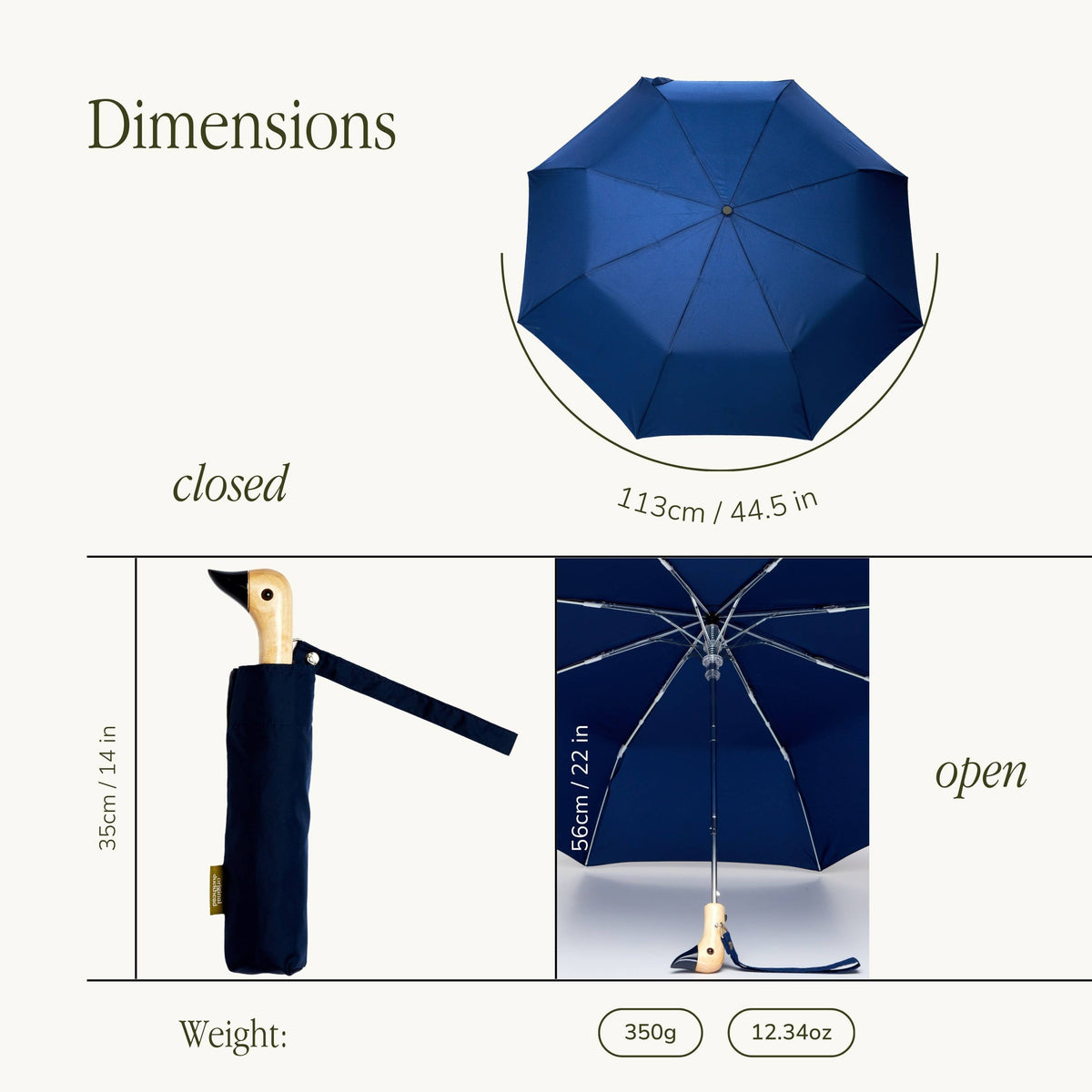 Umbrella Navy Compact Eco-Friendly Original Duckhead Umbrella
