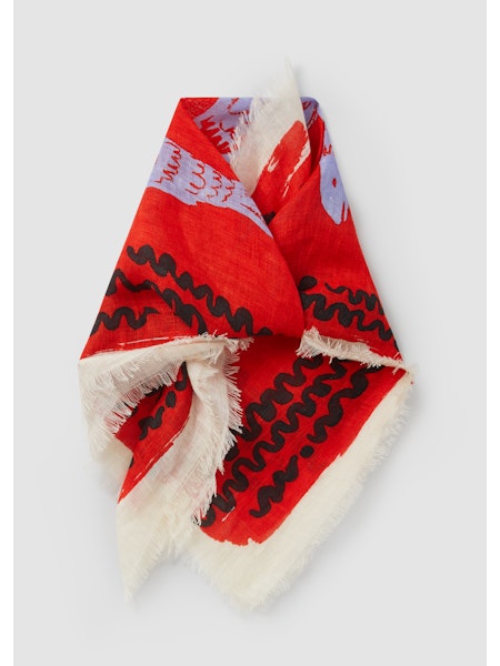 Bandana Market Fish Linen Poppy