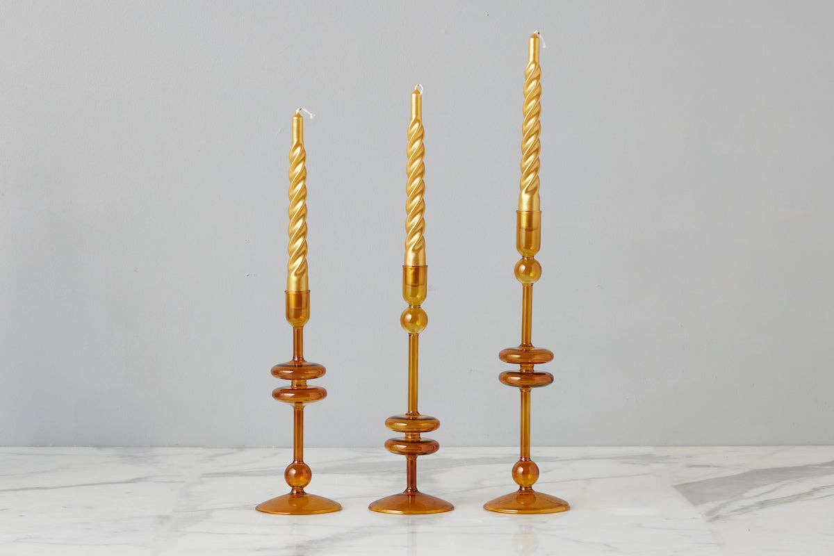 Candlestick Glass, Large, Amber