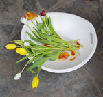 15" WHITE PEARL OAK HARVEST BOWL W/HANDLES