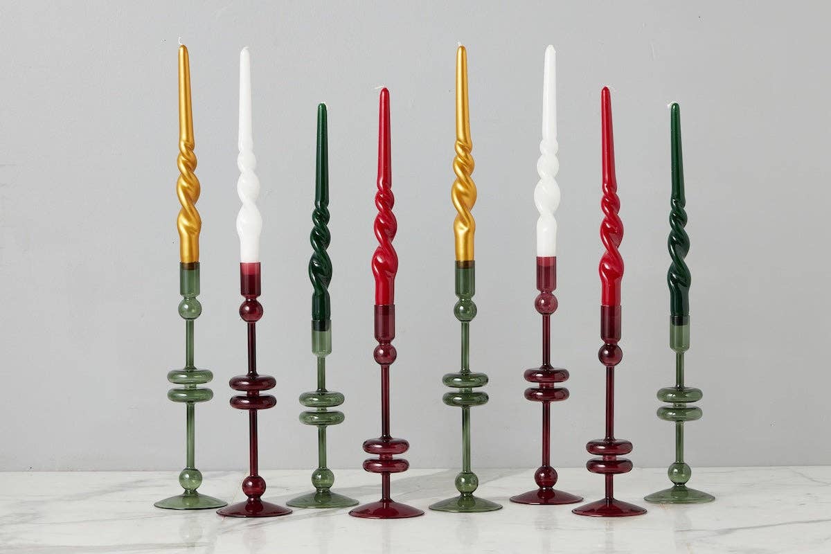 Candlestick Glass, Large, Merlot Red