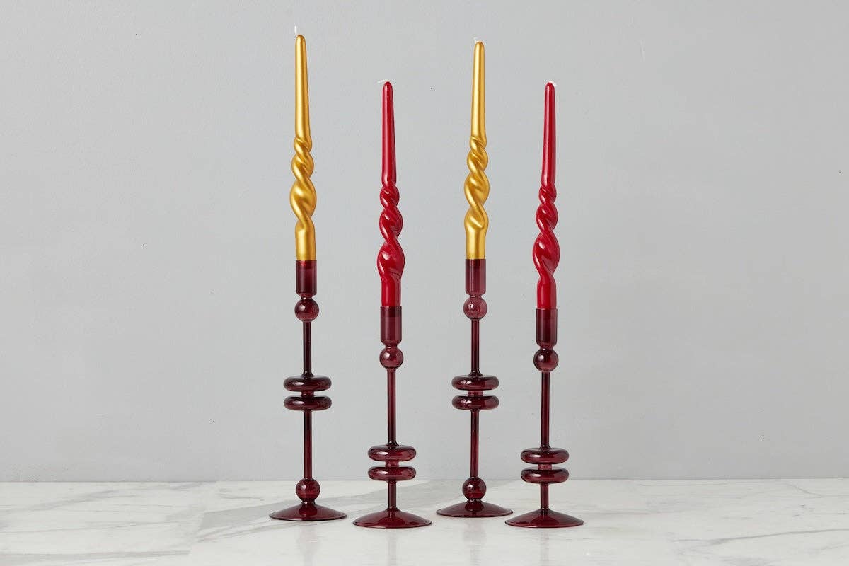 Candlestick Glass, Large, Merlot Red