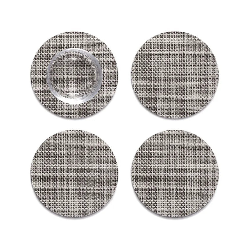 Coasters Round 4" (Set of 4) Mini Basketweave - Gravel