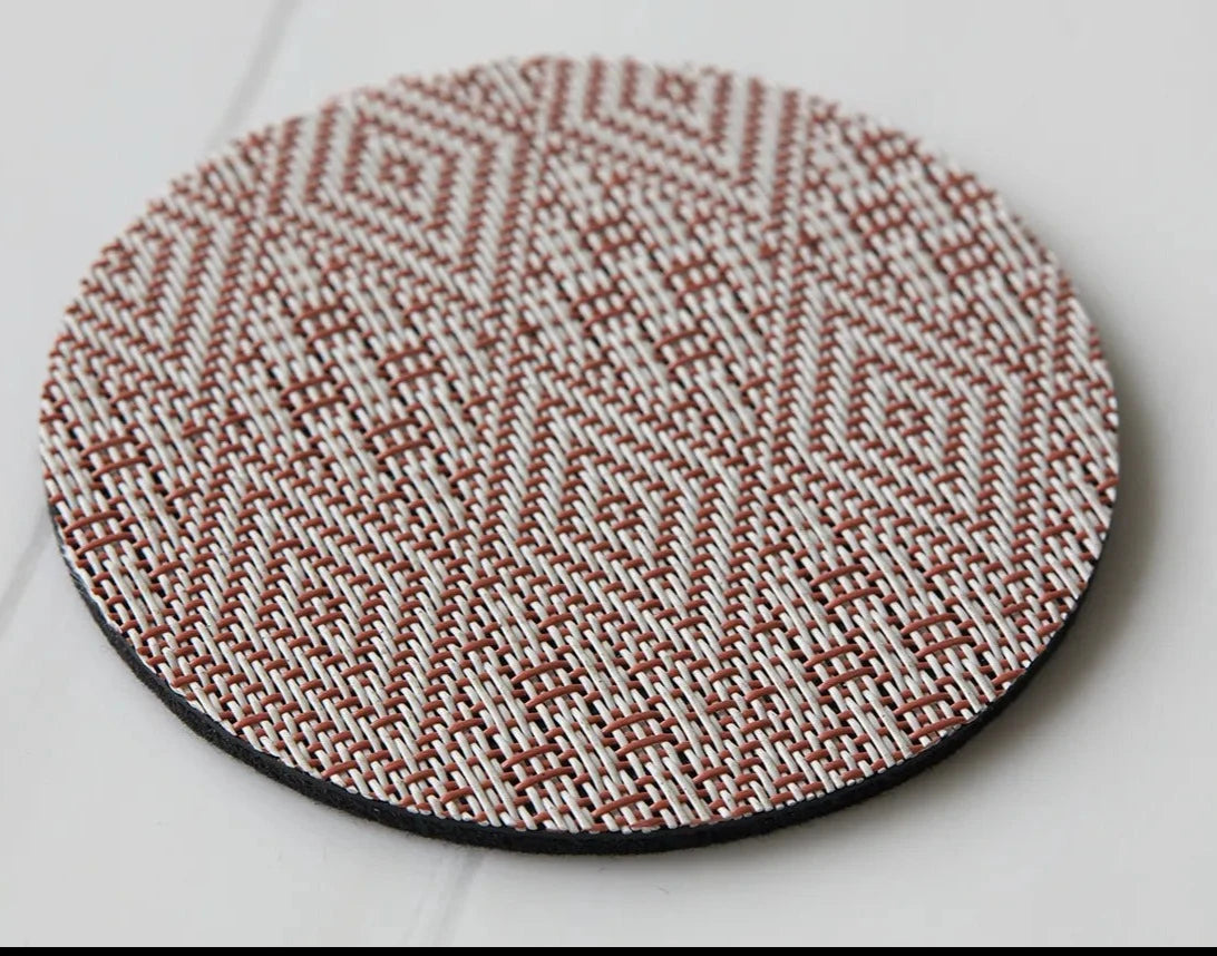 Boxwood Burnt Coral Coasters Set of 4