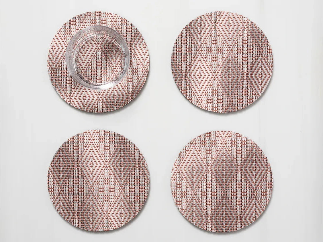Boxwood Burnt Coral Coasters Set of 4