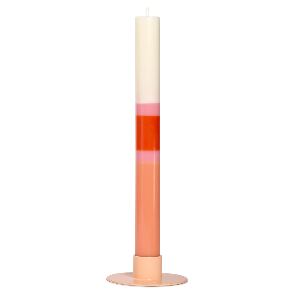 Pause/Break Greeting Candle. Handmade in Hamburg, Germany, this beautiful candle transforms vibrant colors into a memorable message. Featuring layers of red, white, &amp; Peach to replicate Santas suit.