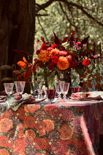 Tablecloth Dahlia Linen Red & Purple 65"x98"