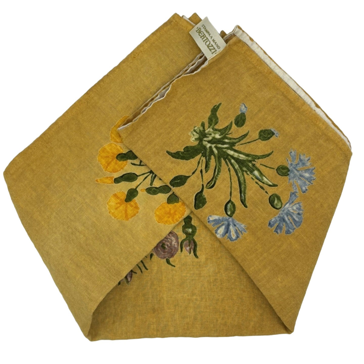 Linen Tea Towel: Fiorenza Flowers Mustard