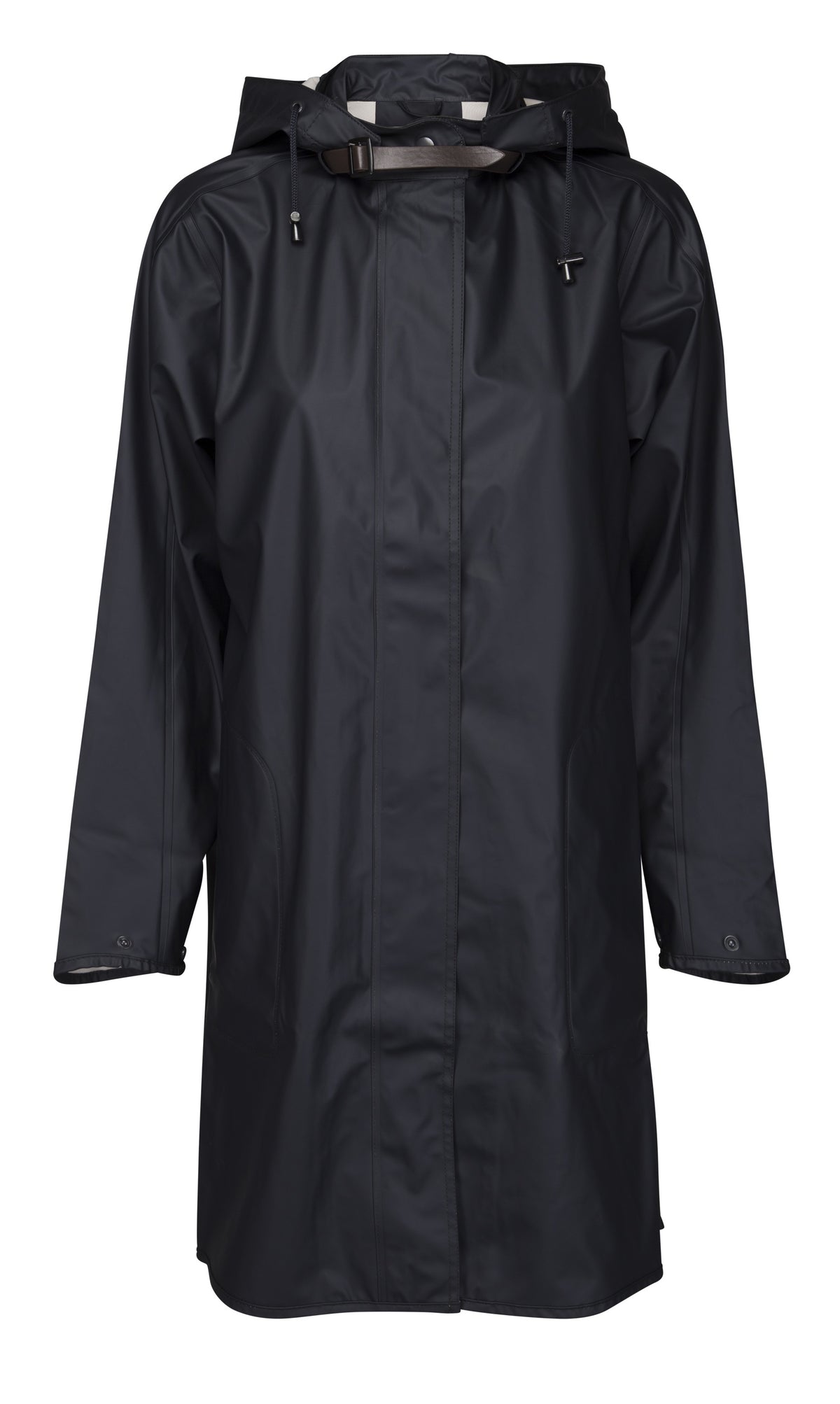 Ilse Jacobsen Light True Rain Raincoat Rain71 in A-line shape with detachable hood, adjustable cuffs, and side seam pockets, waterproof PU fabric, available in size 38/Small/8/10 & 40/Medium/10/12